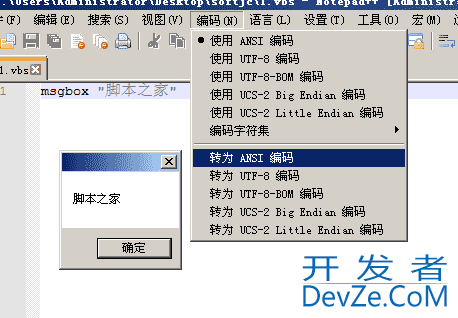 运行vbs脚本报错无效字符、中文乱码的解决方法(编码问题)