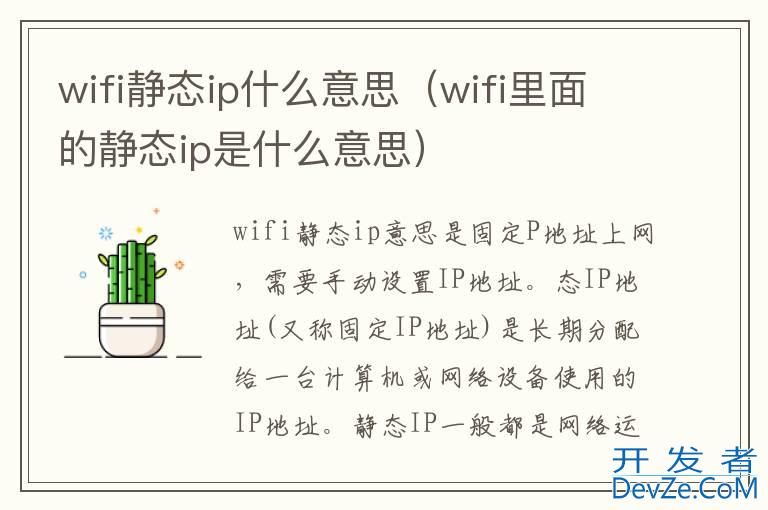wifi静态ip什么意思（wifi里面的静态ip是什么意思）