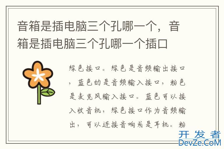 音箱是插电脑三个孔哪一个，音箱是插电脑三个孔哪一个插口