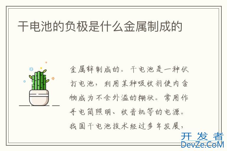 干电池的负极是什么金属制成的