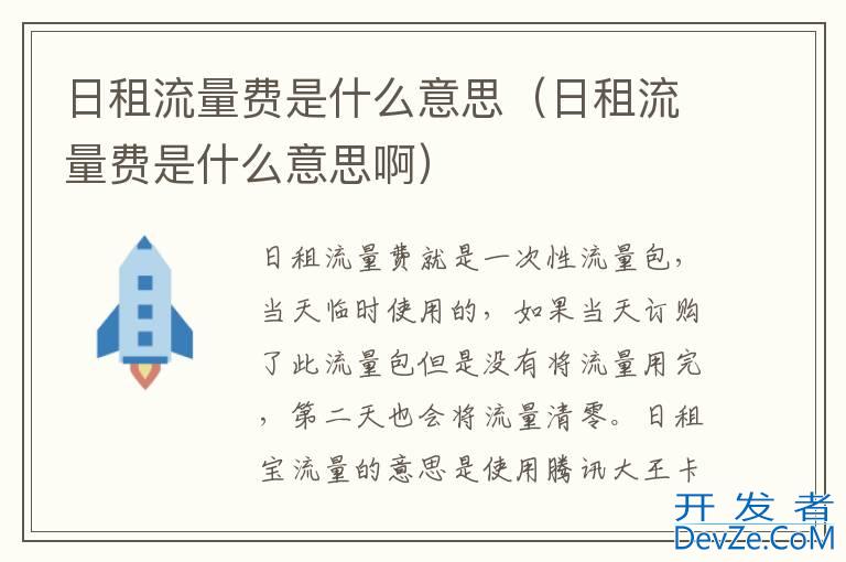 日租流量费是什么意思（日租流量费是什么意思啊）