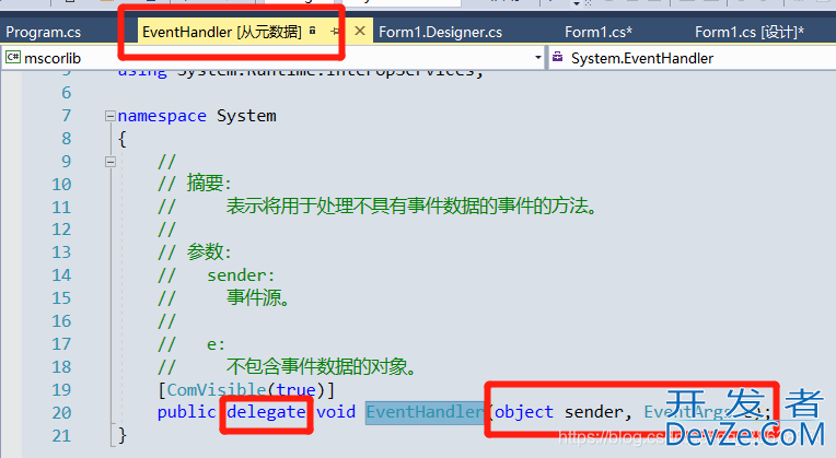 C#事件中的两个参数详解(object sender,EventArgs e)