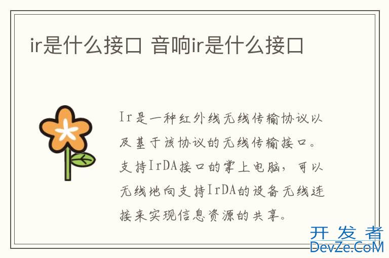ir是什么接口 音响ir是什么接口
