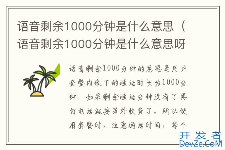 语音剩余1000分钟是什么意思（语音剩余1000分钟是什么意思呀）