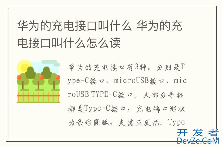 华为的充电接口叫什么 华为的充电接口叫什么怎么读
