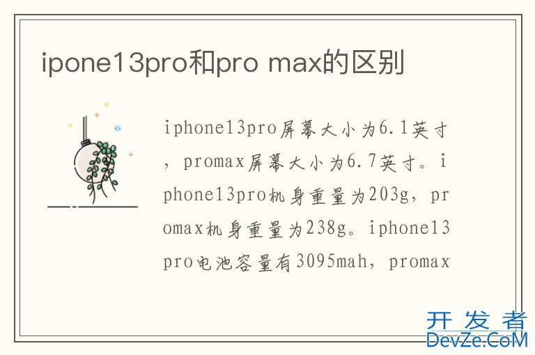 ipone13pro和pro max的区别