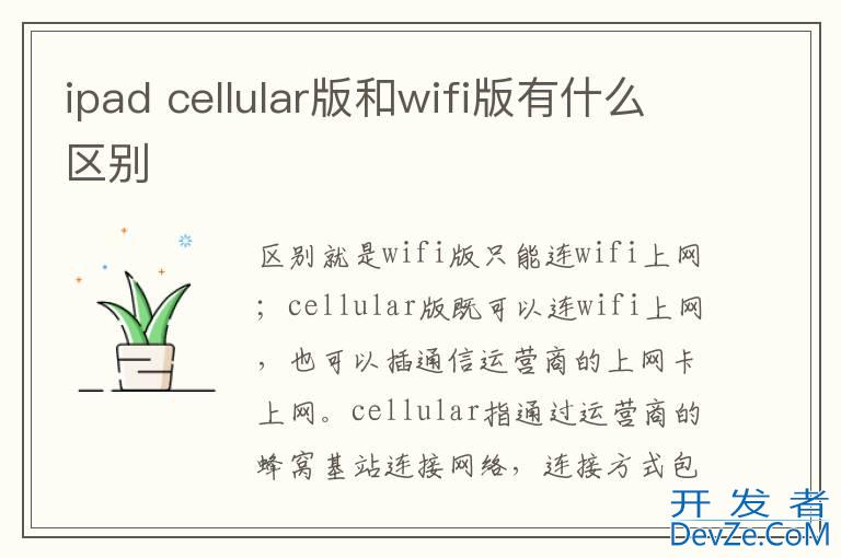 ipad cellular版和wifi版有什么区别