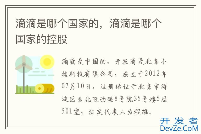 滴滴是哪个国家的，滴滴是哪个国家的控股