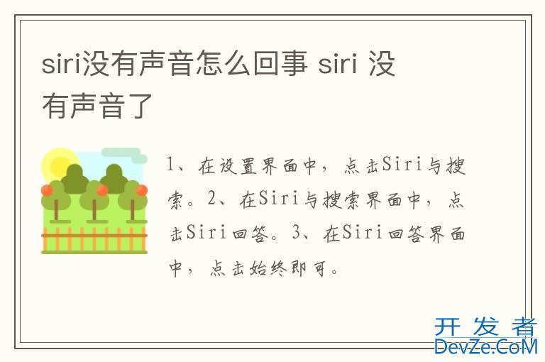 siri没有声音怎么回事 siri 没有声音了