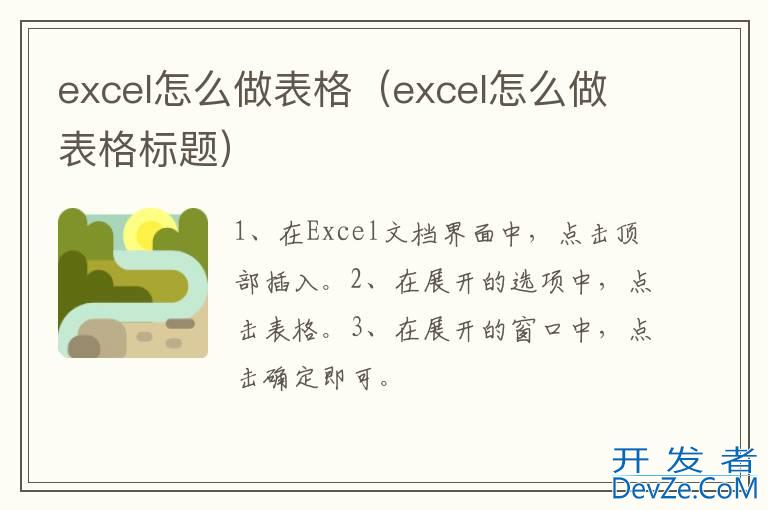 excel怎么做表格（excel怎么做表格标题）