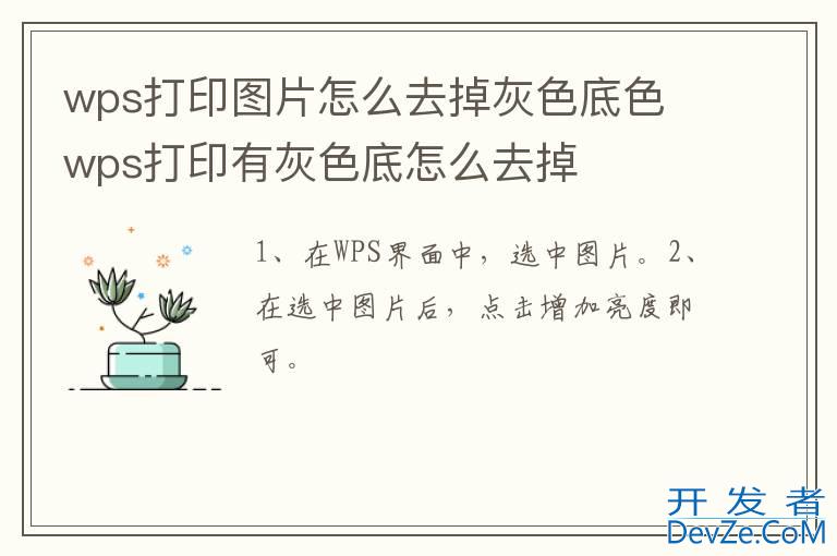 wps打印图片怎么去掉灰色底色 wps打印有灰色底怎么去掉