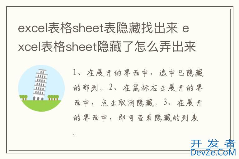 excel表格sheet表隐藏找出来 excel表格sheet隐藏了怎么弄出来