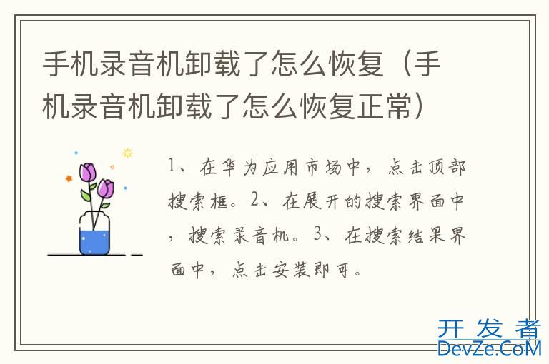 手机录音机卸载了怎么恢复（手机录音机卸载了怎么恢复正常）