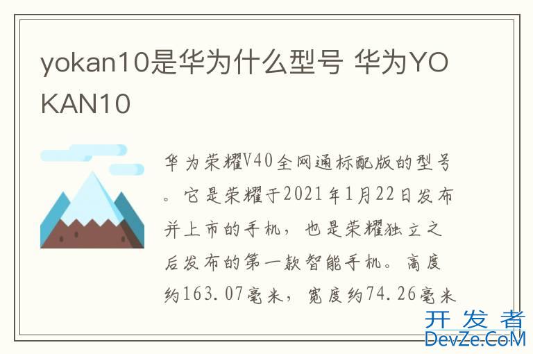 yokan10是华为什么型号 华为YOKAN10