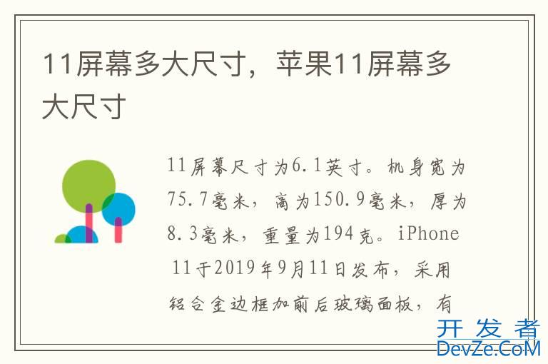 11屏幕多大尺寸，苹果11屏幕多大尺寸