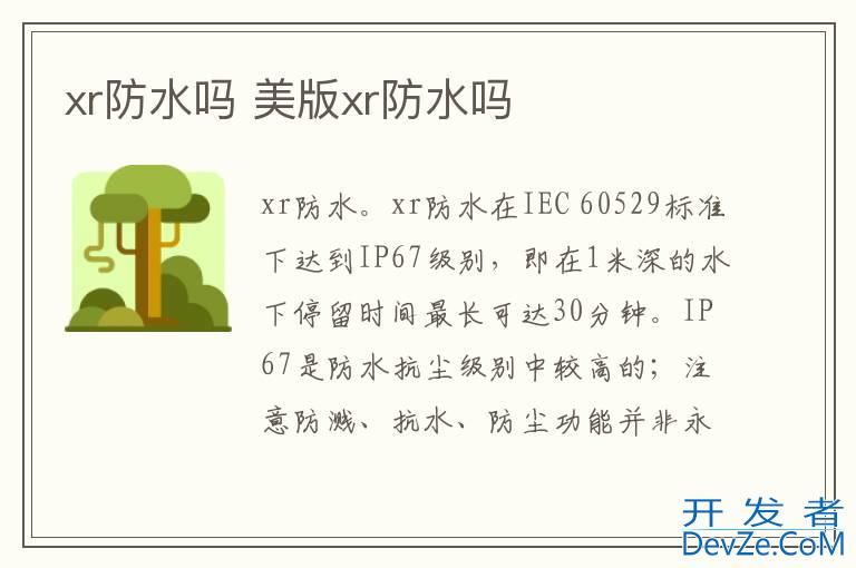 xr防水吗 美版xr防水吗