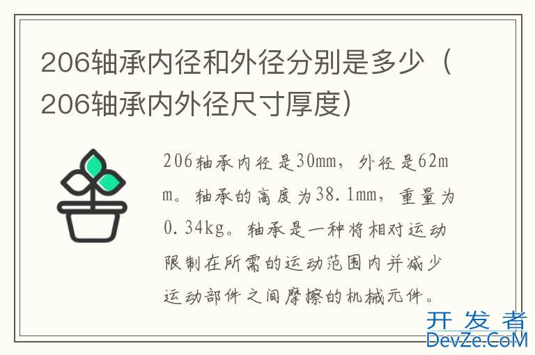 206轴承内径和外径分别是多少（206轴承内外径尺寸厚度）