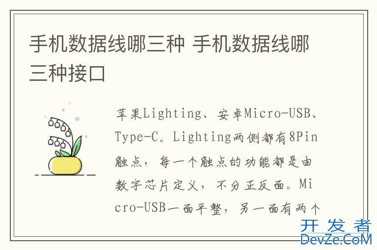 手机数据线哪三种 手机数据线哪三种接口