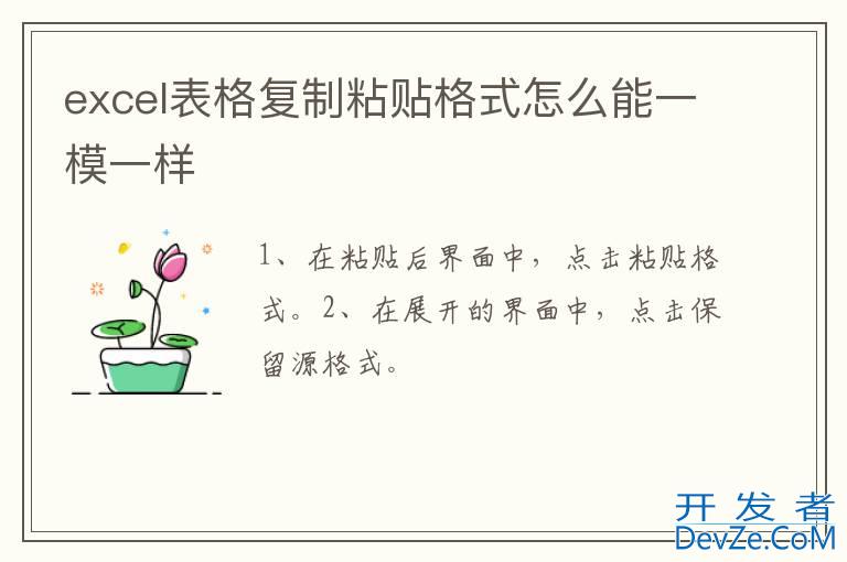 excel表格复制粘贴格式怎么能一模一样