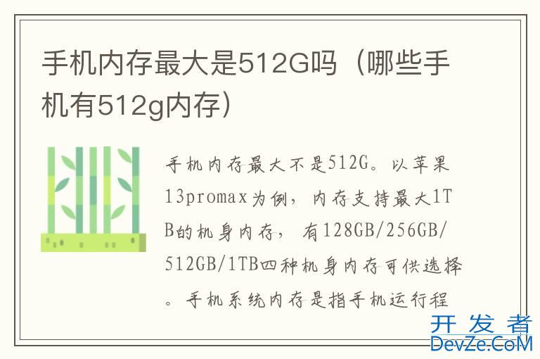 手机内存最大是512G吗（哪些手机有512g内存）