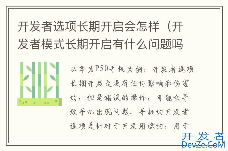 开发者选项长期开启会怎样（开发者模式长期开启有什么问题吗）
