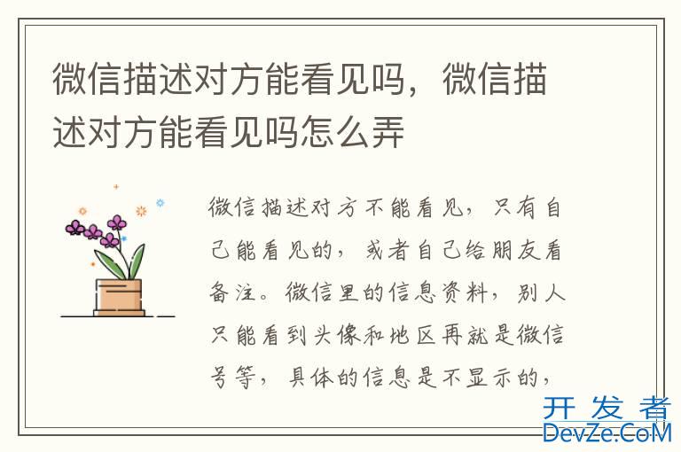 微信描述对方能看见吗，微信描述对方能看见吗怎么弄
