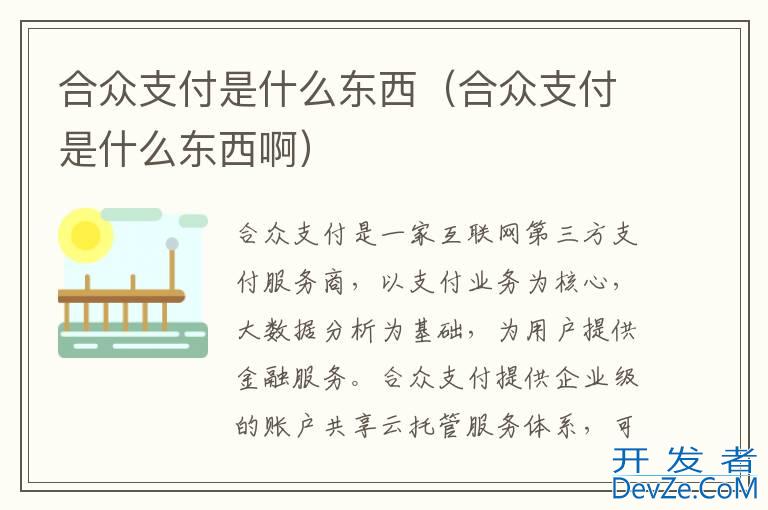 合众支付是什么东西（合众支付是什么东西啊）