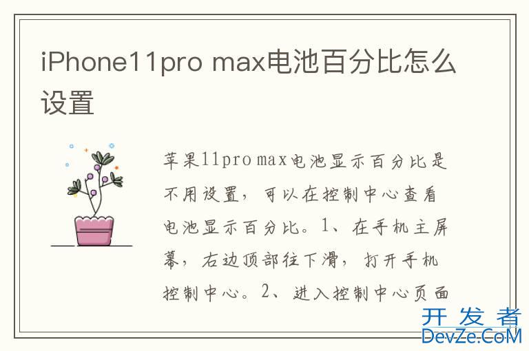 iPhone11pro max电池百分比怎么设置