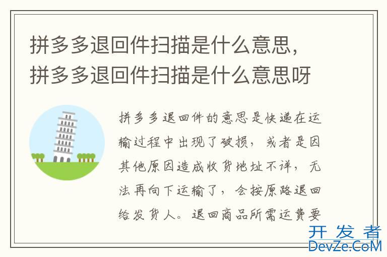 拼多多退回件扫描是什么意思，拼多多退回件扫描是什么意思呀