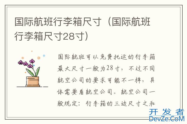 国际航班行李箱尺寸（国际航班行李箱尺寸28寸）
