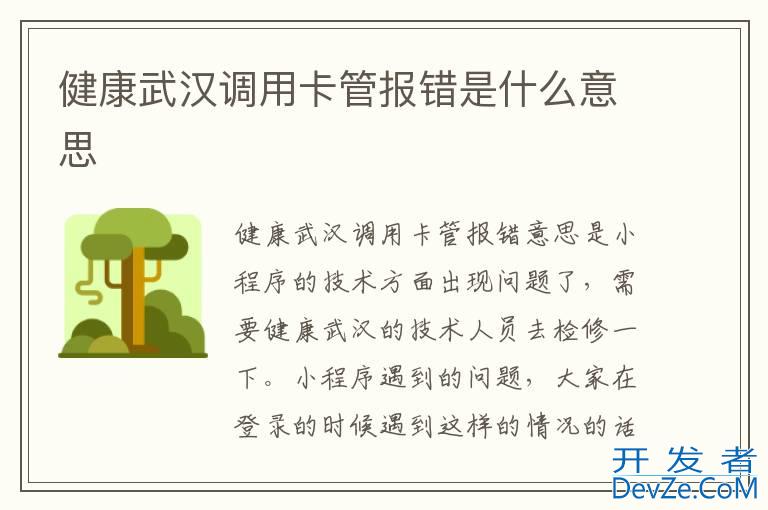 健康武汉调用卡管报错是什么意思