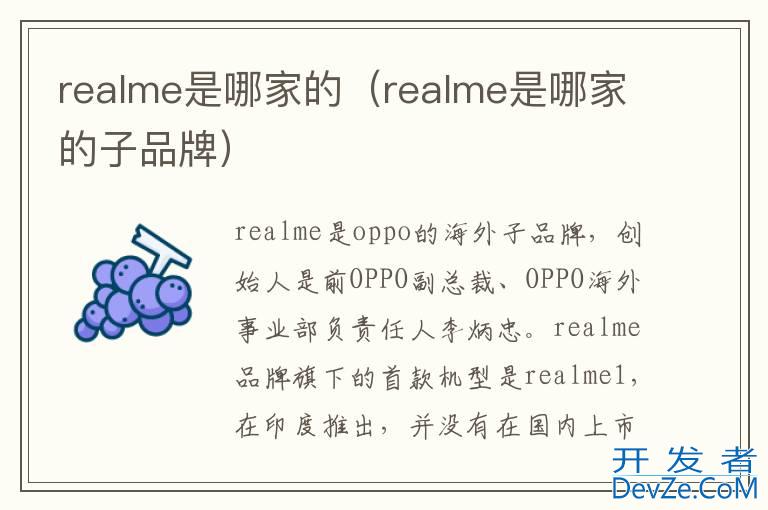 realme是哪家的（realme是哪家的子品牌）