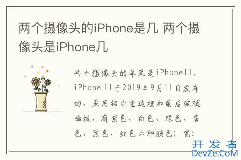 两个摄像头的iPhone是几 两个摄像头是iPhone几