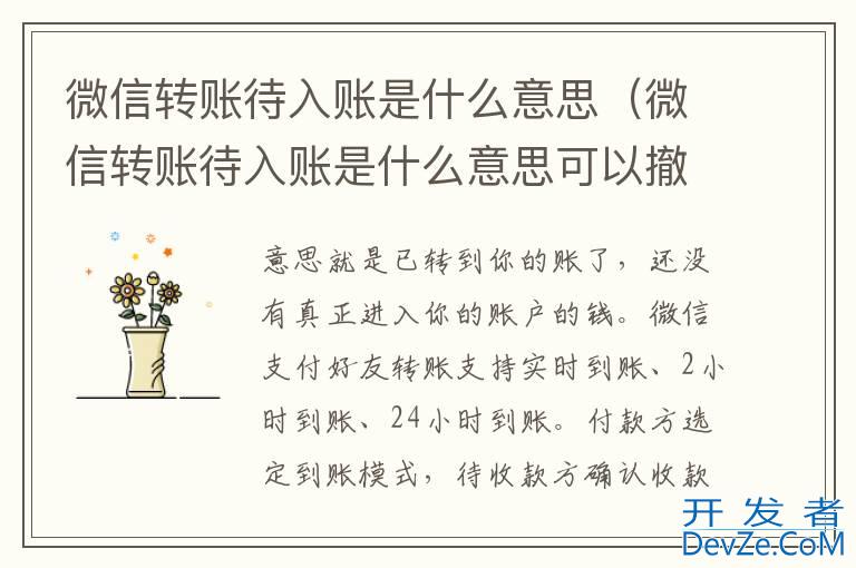 微信转账待入账是什么意思（微信转账待入账是什么意思可以撤回吗）
