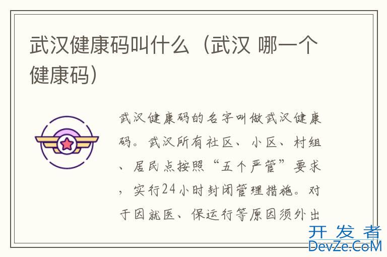 武汉健康码叫什么（武汉 哪一个健康码）