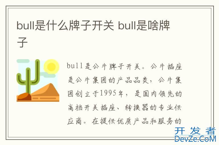 bull是什么牌子开关 bull是啥牌子