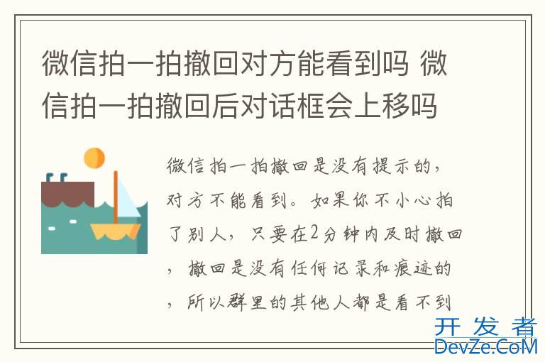 微信拍一拍撤回对方能看到吗 微信拍一拍撤回后对话框会上移吗