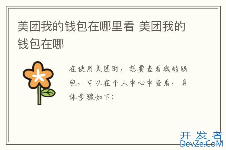 美团我的钱包在哪里看 美团我的钱包在哪