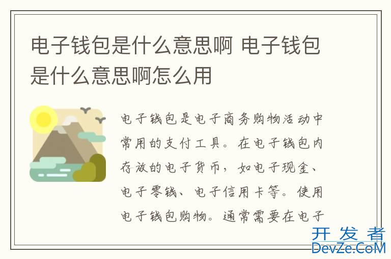 电子钱包是什么意思啊 电子钱包是什么意思啊怎么用