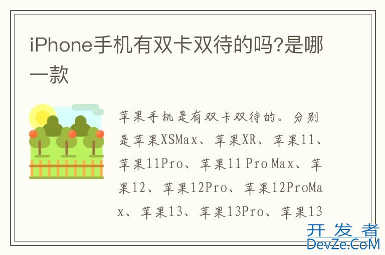 iPhone手机有双卡双待的吗?是哪一款