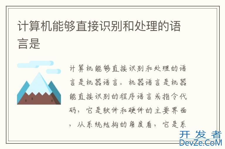 计算机能够直接识别和处理的语言是