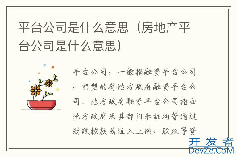 平台公司是什么意思（房地产平台公司是什么意思）