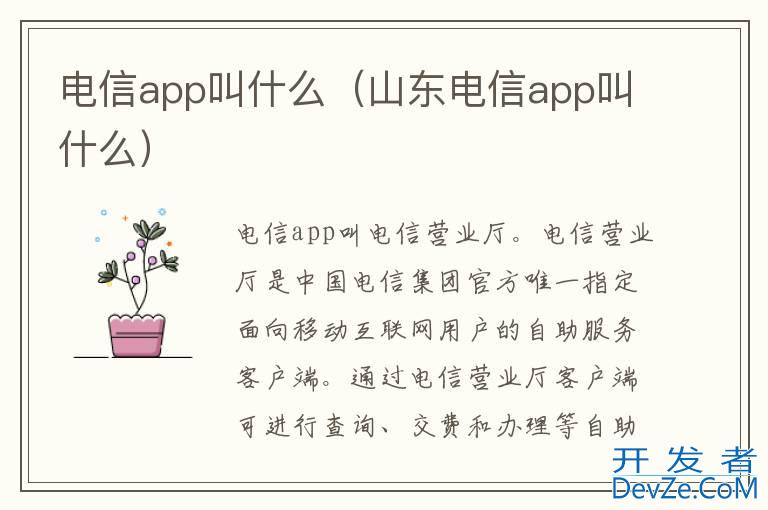 电信app叫什么（山东电信app叫什么）
