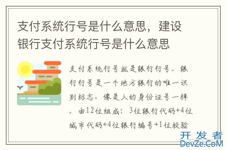 支付系统行号是什么意思，建设银行支付系统行号是什么意思