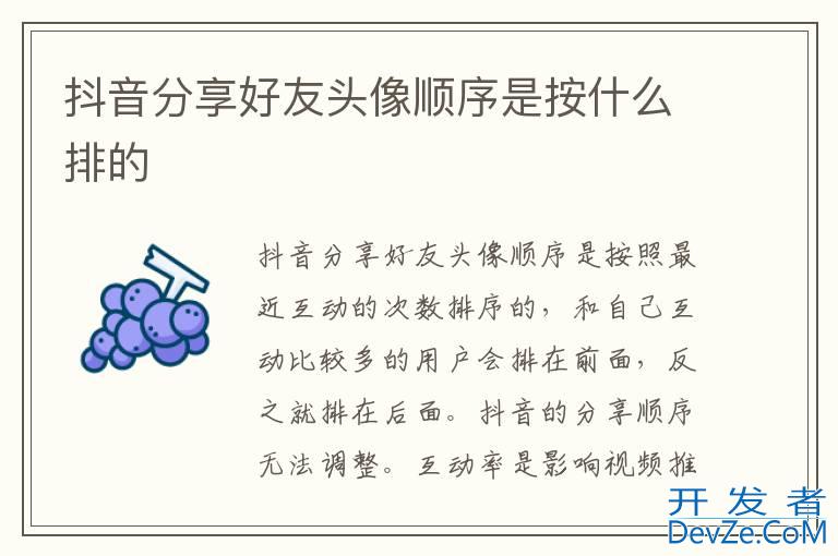 抖音分享好友头像顺序是按什么排的