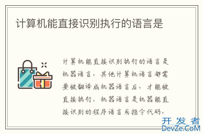 计算机能直接识别执行的语言是