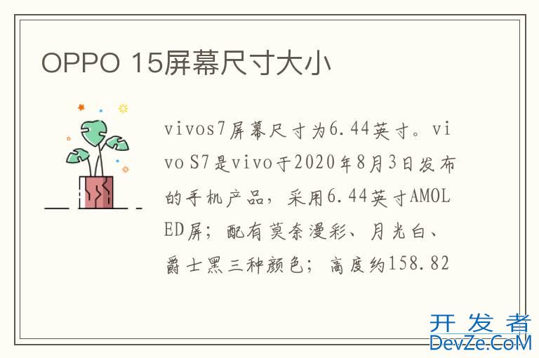 OPPO 15屏幕尺寸大小
