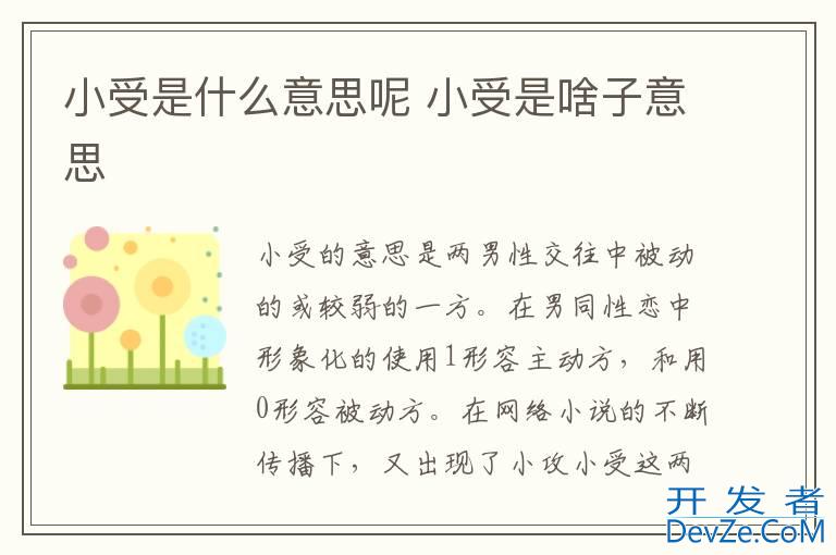 小受是什么意思呢 小受是啥子意思
