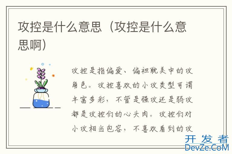 攻控是什么意思（攻控是什么意思啊）