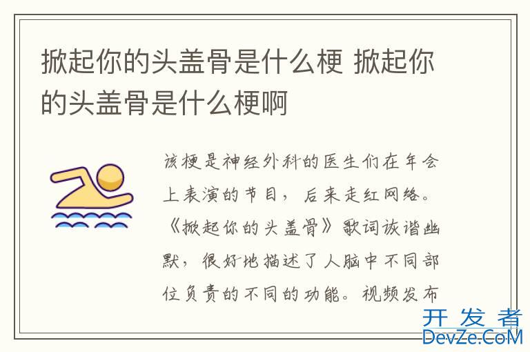 掀起你的头盖骨是什么梗 掀起你的头盖骨是什么梗啊